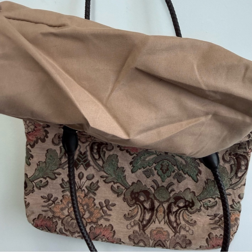 Coldwater Creek Vintage Boho Floral Tapestry Shoulder Bag with Braided Handles - Picture 7 of 12